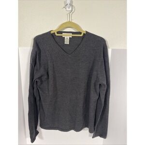 Parisian Signature Wool XL V Neck Sweater Gray Woman's R1